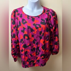 Bold Pink and Orange Leopard Print Blouse